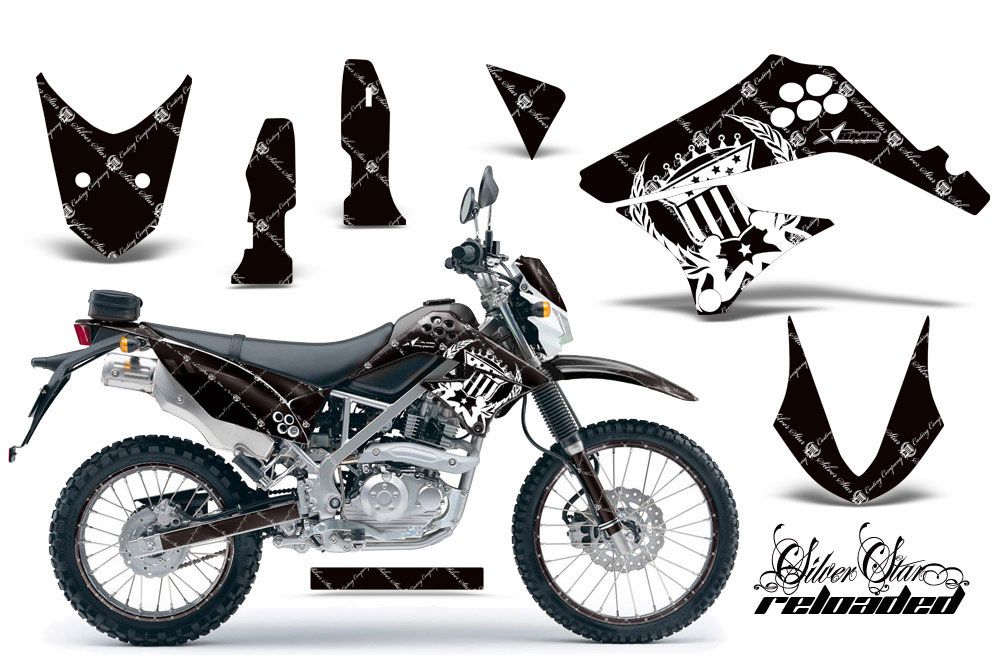 Kawasaki KLX125 D Tracker Dirt Bike Graphic Kit - 2010-2016 Silver Star - Reloaded White