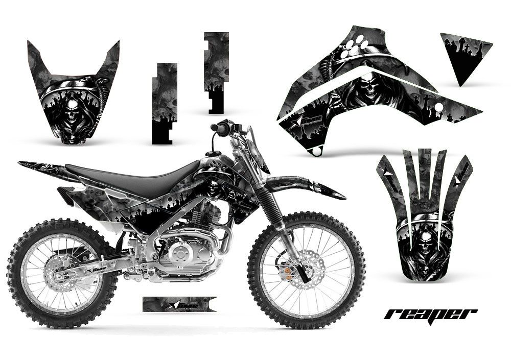 Kawasaki KLX140 Dirt Bike Graphic Kit - 2008-2021 Reaper Black