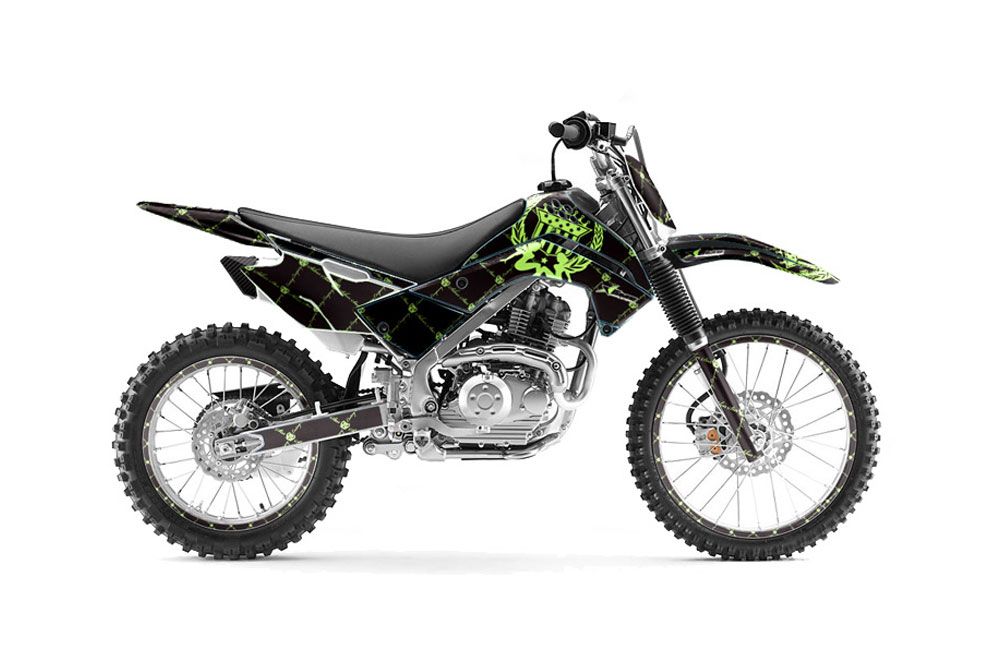 Kawasaki KLX140 Dirt Bike Graphic Kit - 2008-2021 Silver Star - Reloaded Green