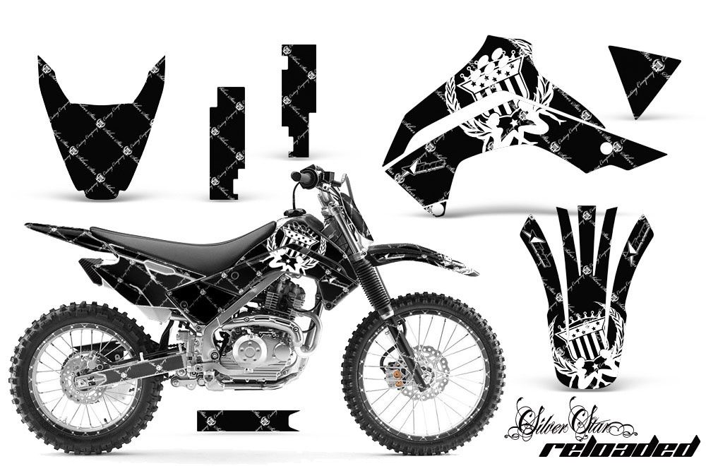 Kawasaki KLX140 Dirt Bike Graphic Kit - 2008-2021 Silver Star - Reloaded White