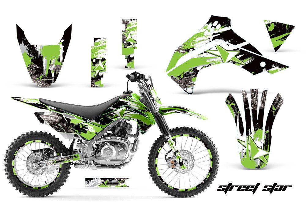 Kawasaki KLX140 Dirt Bike Graphic Kit - 2008-2021 Street Star Green