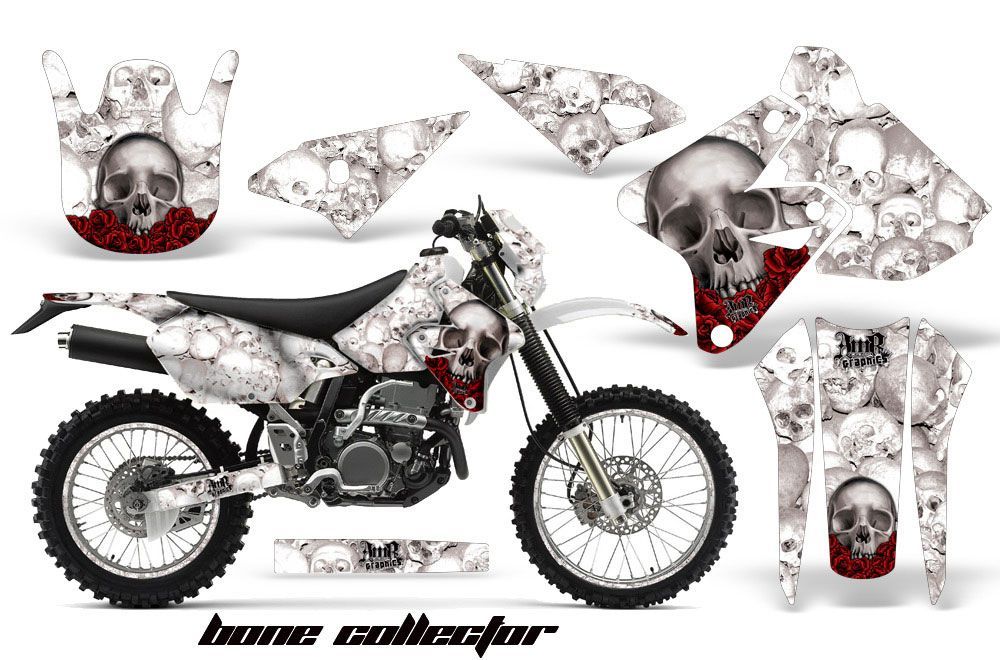 Kawasaki KLX400 Dirt Bike Graphic Kit - 2000-2016 Bone Collector White