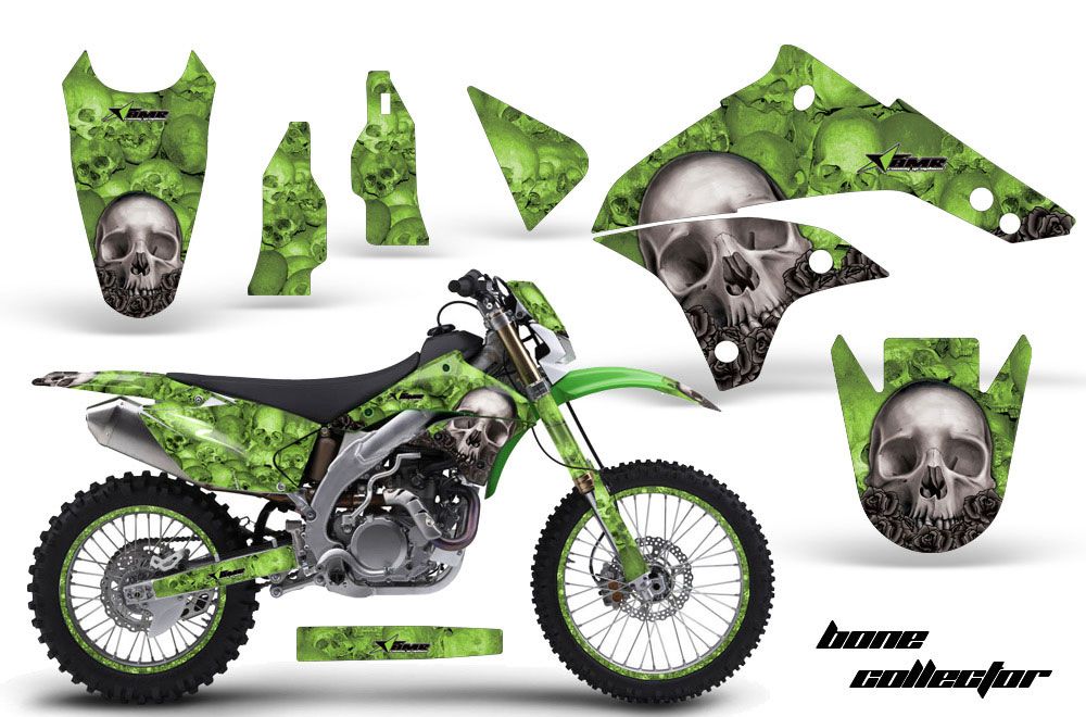 Kawasaki KLX450 Enduro Dirt Bike Graphic Kit - 2008-2016 Bone Collector Green