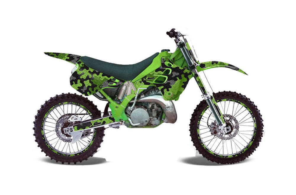 Kawasaki KX250 Dirt Bike Graphic Kit - 1990-1991 Camoplate Green