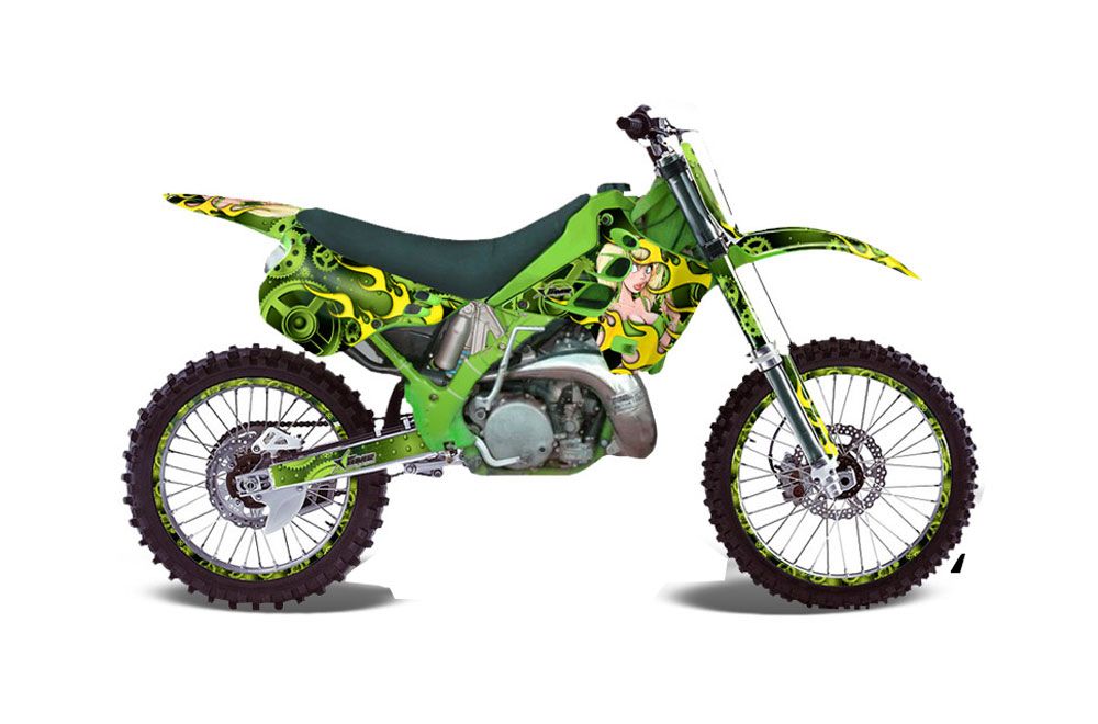 Kawasaki KX125 Dirt Bike Graphic Kit - 1990-1991 Motorhead Mandy Green