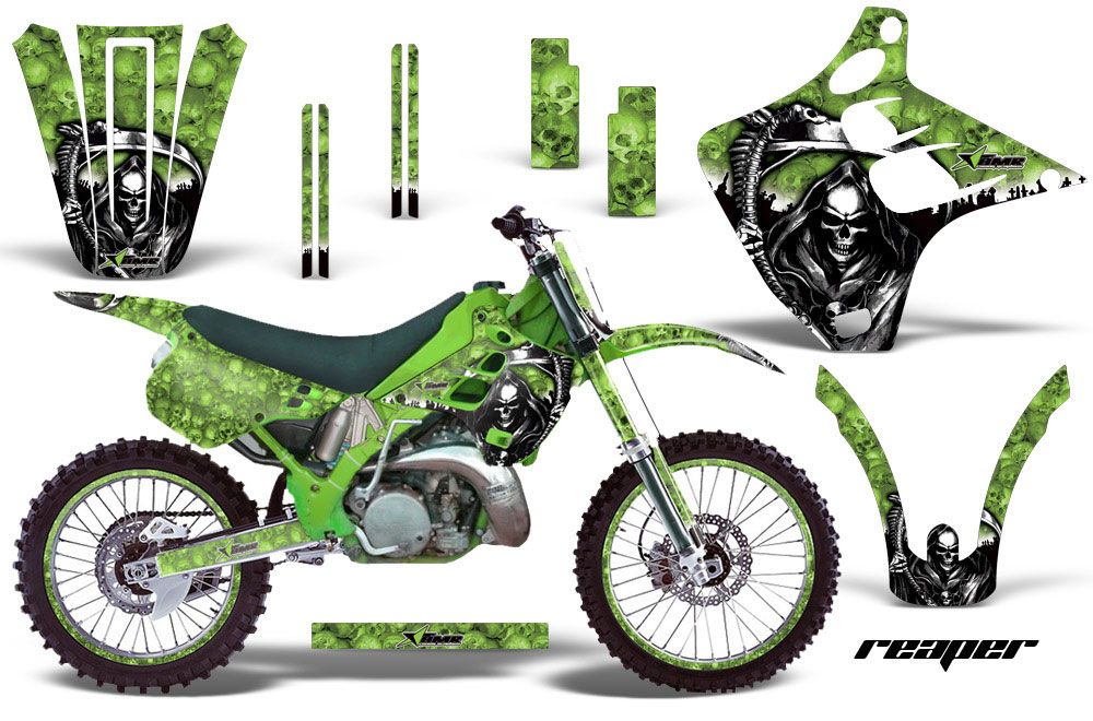 Kawasaki KX250 Dirt Bike Graphic Kit - 1990-1991 Reaper Green