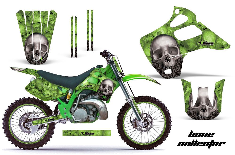 Kawasaki KX250 Dirt Bike Graphic Kit - 1992-1993 Bone Collector Green