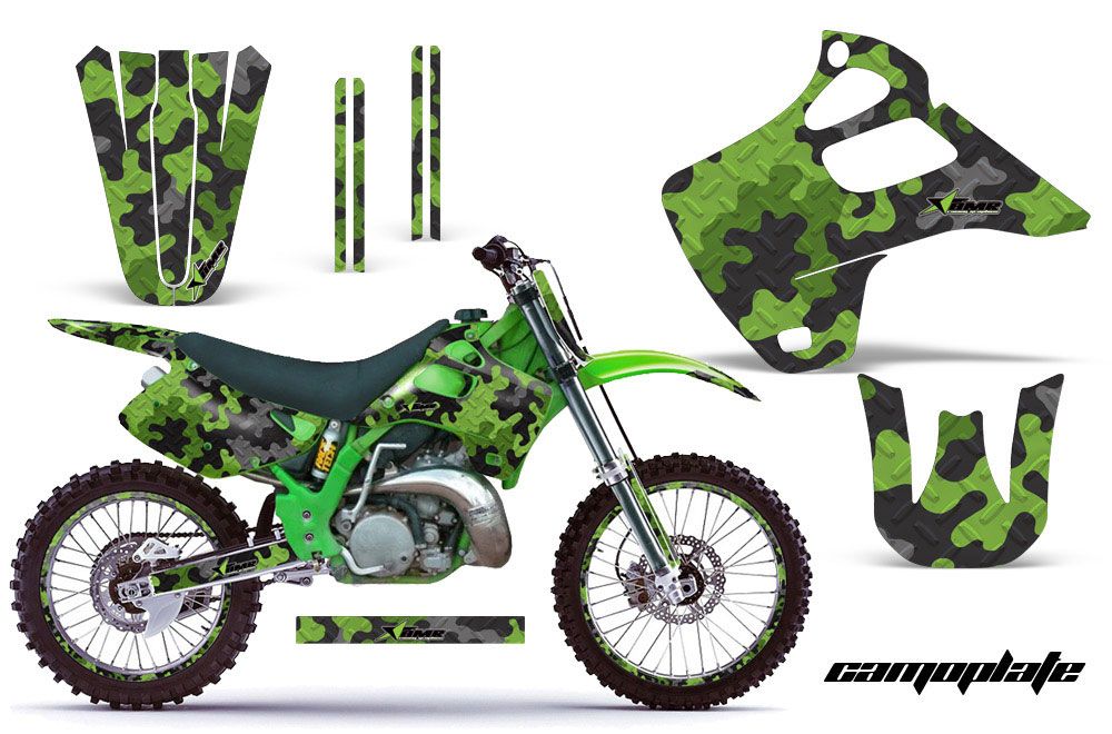 Kawasaki KX125 Dirt Bike Graphic Kit - 1992-1993 Camoplate Green