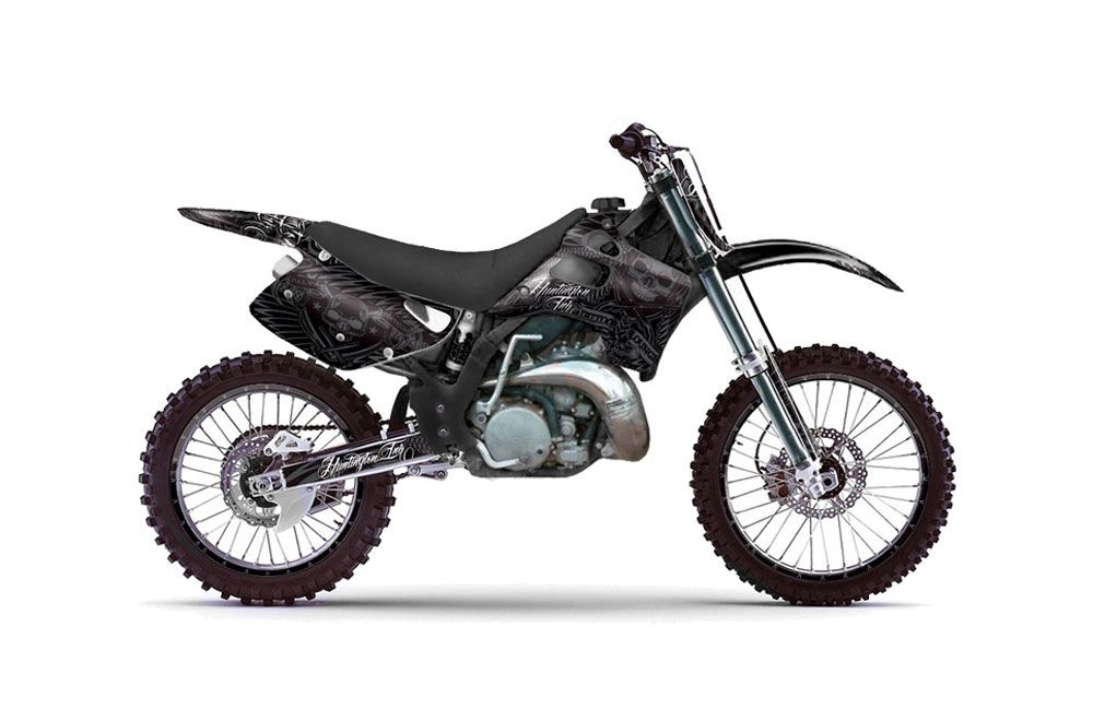 Kawasaki KX125 Dirt Bike Graphic Kit - 1992-1993 Skulls and Hammers Black