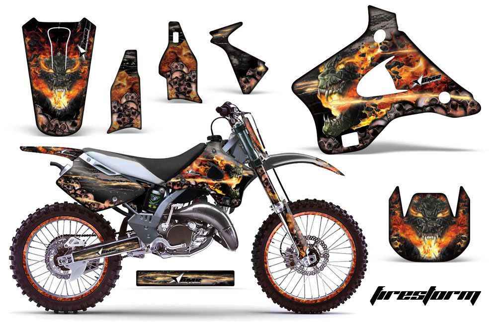 Kawasaki KX125 Dirt Bike Graphic Kit - 1994-1998 Firestorm Black