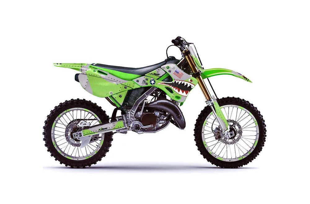 Kawasaki KX125 Dirt Bike Graphic Kit - 1999-2002 P40 Warhawk Green