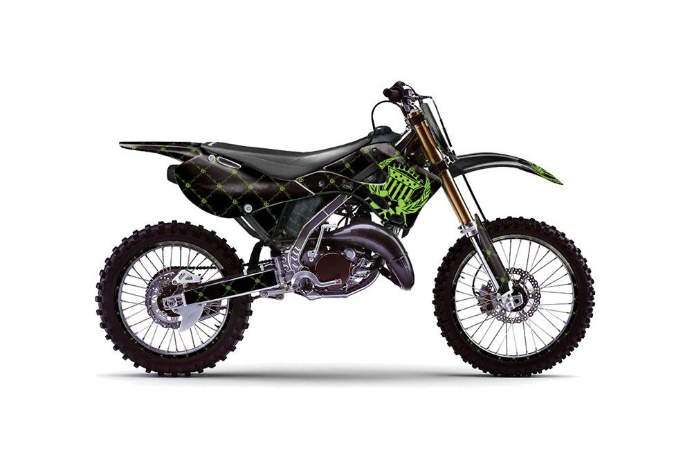 Kawasaki KX125 Dirt Bike Graphic Kit - 1999-2002 Silver Star - Reloaded Green