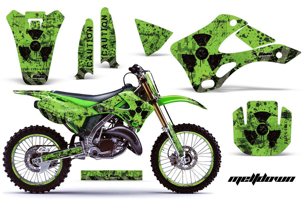 Kawasaki KX125 Dirt Bike Graphic Kit - 1999-2002 Meltdown Green