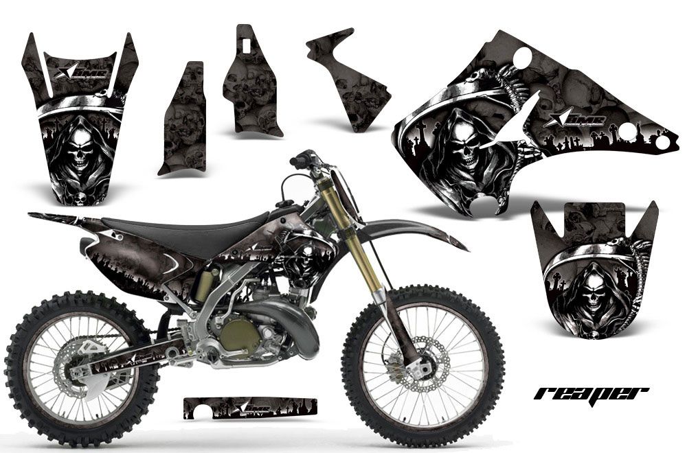 Kawasaki KX125 Dirt Bike Graphic Kit - 2003-2016 Reaper Black