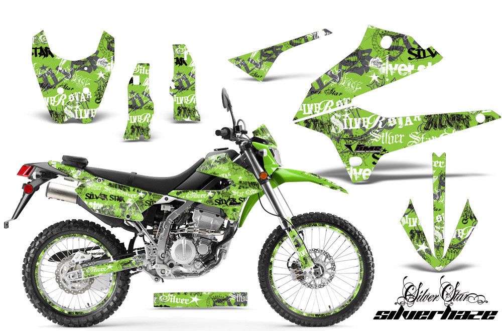 Kawasaki KLX250 Enduro Dirt Bike Graphic Kit - 2008-2018 Silver Star - Silverhaze Green
