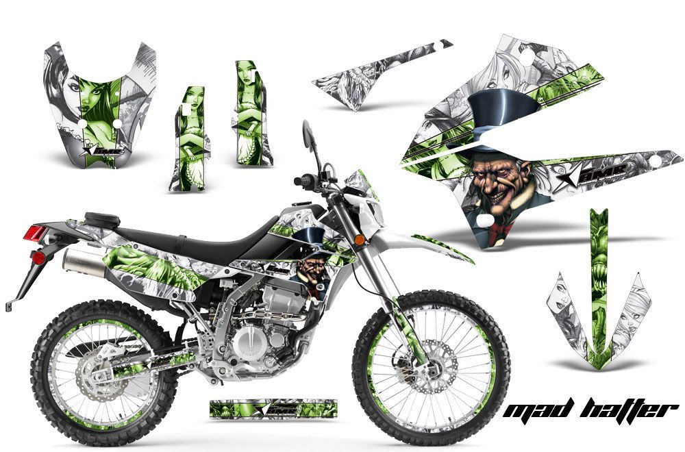 Kawasaki KLX250 Enduro Dirt Bike Graphic Kit - 2008-2018 Mad Hatter White