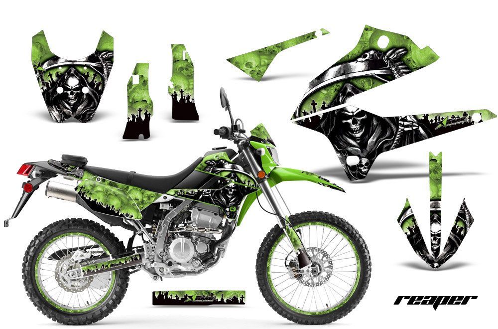 Kawasaki KLX250 Enduro Dirt Bike Graphic Kit - 2008-2018 Reaper Green