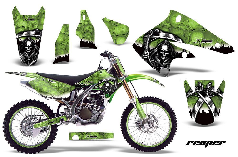 Kawasaki KX250F Dirt Bike Graphic Kit - 2004-2005 Reaper Green