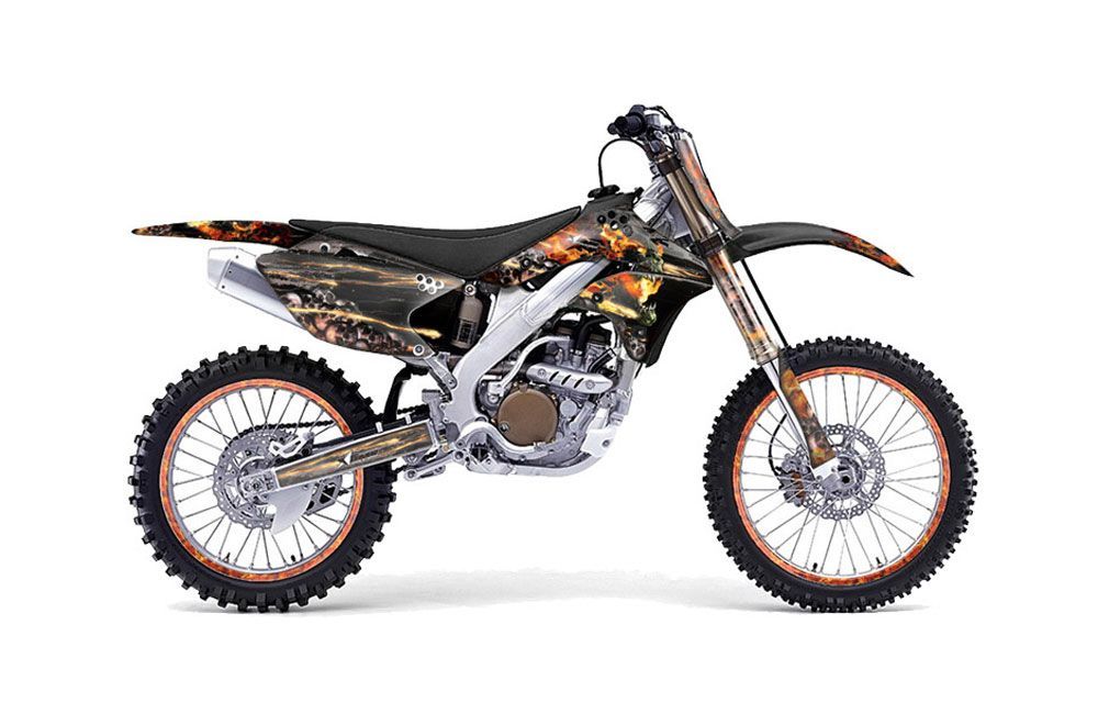 Kawasaki KX250F Dirt Bike Graphic Kit - 2006-2008 Firestorm Black