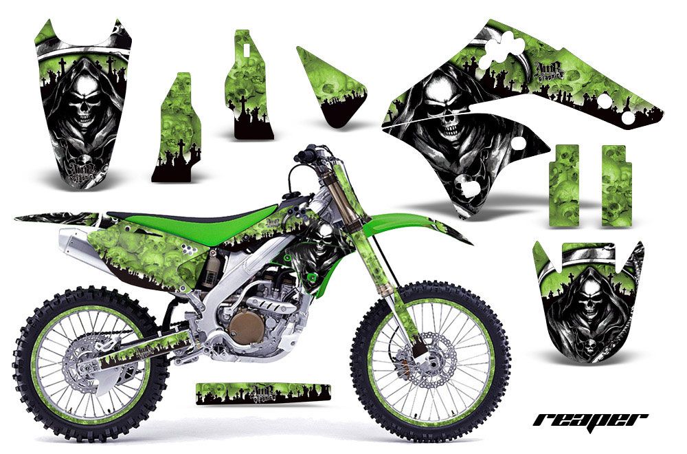 Kawasaki KX250F Dirt Bike Graphic Kit - 2006-2008 Reaper Green