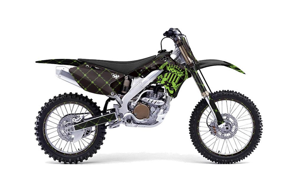 Kawasaki KX250F Dirt Bike Graphic Kit - 2006-2008 Silver Star - Reloaded Green
