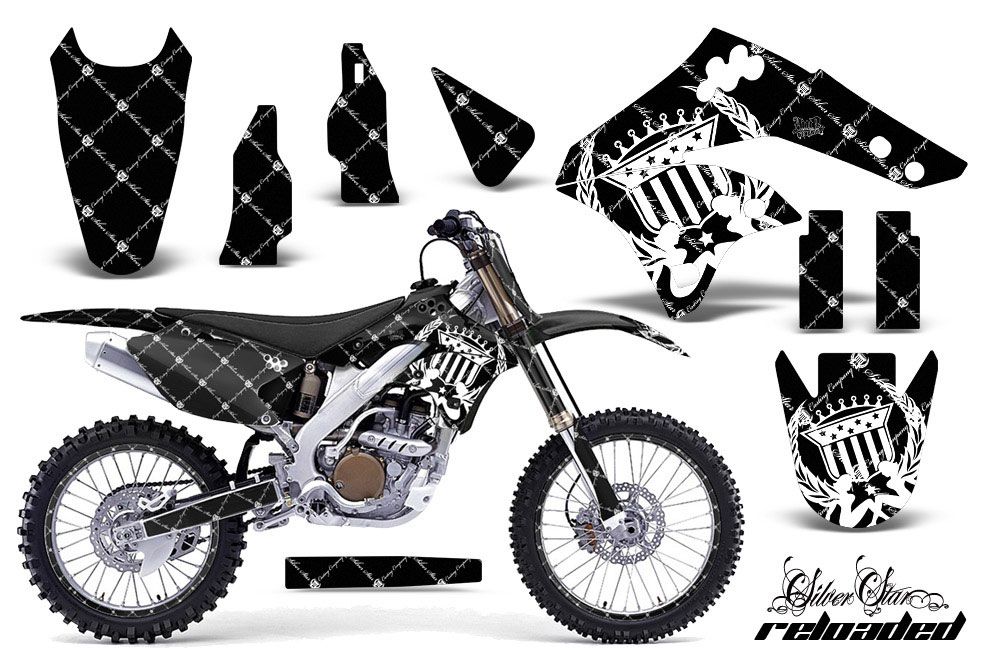 Kawasaki KX250F Dirt Bike Graphic Kit - 2006-2008 Silver Star - Reloaded White