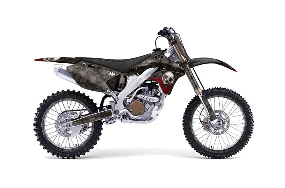 Kawasaki KX250F Dirt Bike Graphic Kit - 2006-2008 Bone Collector Black