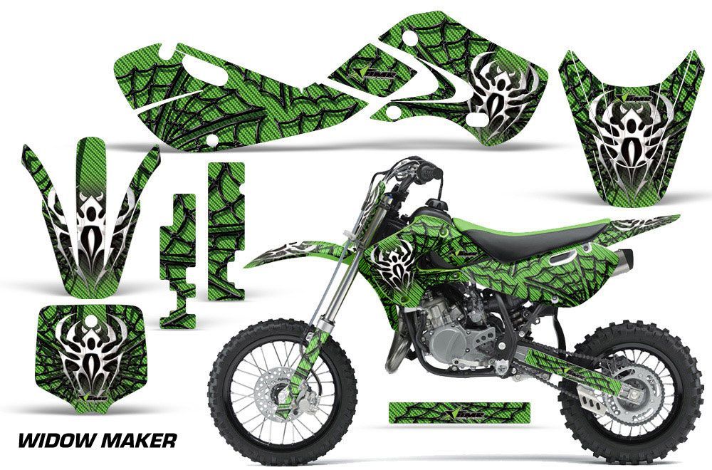 Kawasaki KX65 Dirt Bike Graphic Kit - 2002-2018 Widow Maker Green
