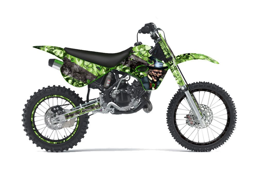 Kawasaki KX100 Dirt Bike Graphic Kit - 1995-1997 Mad Hatter Green