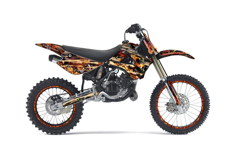 Kawasaki KX100 Dirt Bike Graphic Kit - 2001-2013 Firestorm Black