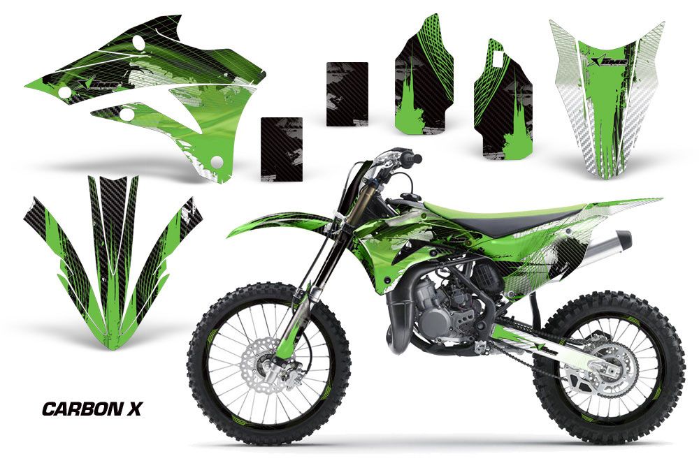 Kawasaki KX100 Dirt Bike Graphic Kit - 2014-2020 Carbon X Green