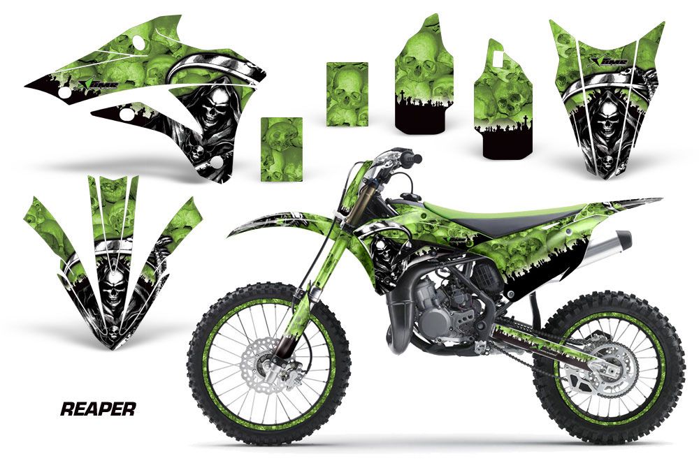 Kawasaki KX100 Dirt Bike Graphic Kit - 2014-2020 Reaper Green