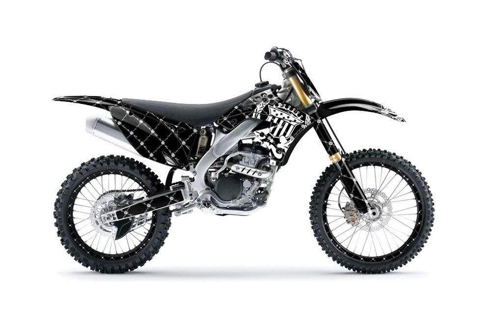 Kawasaki KXF250 Dirt Bike Graphic Kit - 2009-2012 Silver Star - Reloaded White