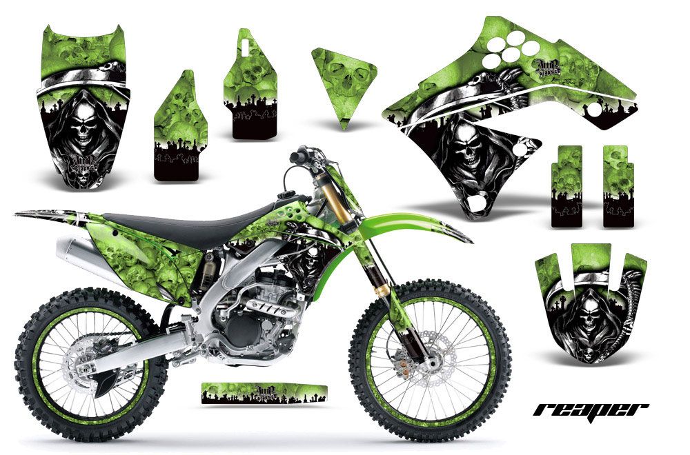 Kawasaki KXF250 Dirt Bike Graphic Kit - 2009-2012 Reaper Green