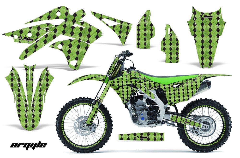 Kawasaki KXF250 Dirt Bike Graphic Kit - 2013-2016 Argyle Green