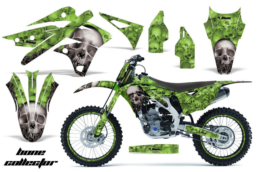 Kawasaki KXF250 Dirt Bike Graphic Kit - 2013-2016 Bone Collector Green