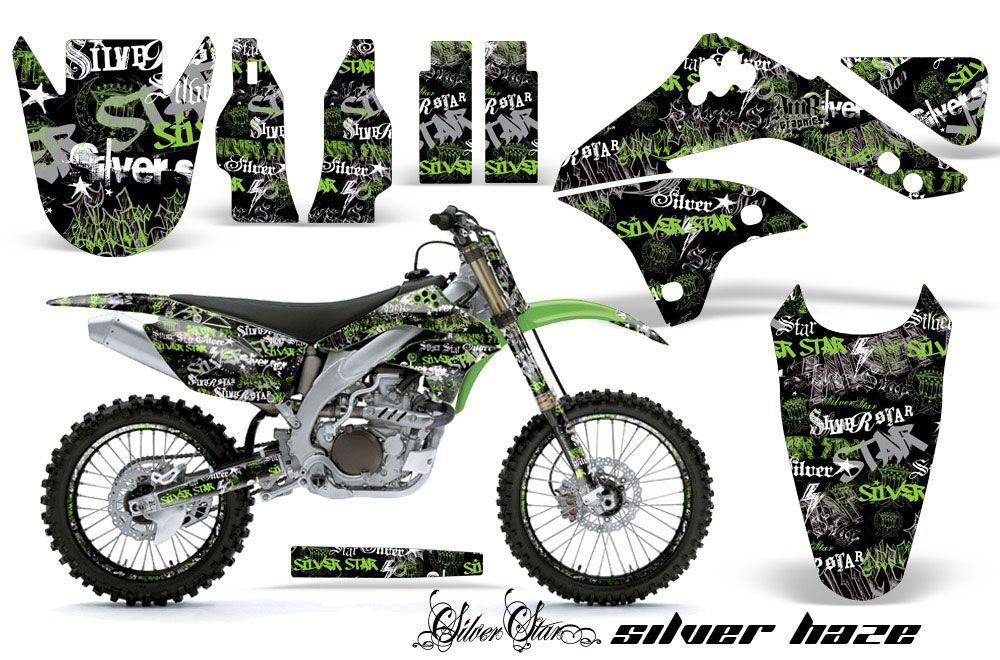 Kawasaki KXF450 Dirt Bike Graphic Kit - 2006-2008 Silver Star - Silverhaze Green