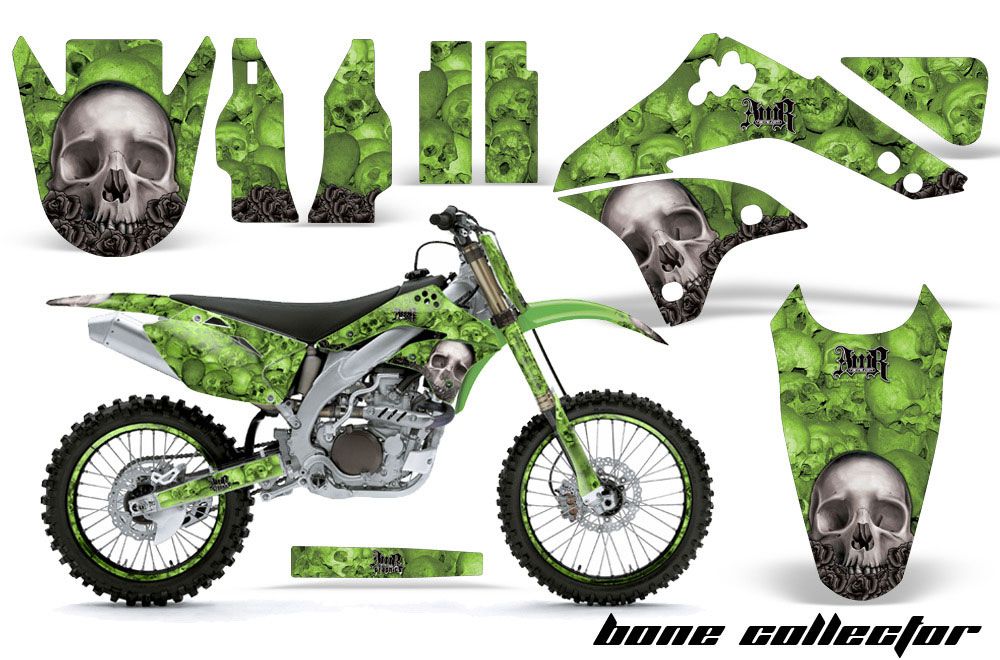 Kawasaki KXF450 Dirt Bike Graphic Kit - 2006-2008 Bone Collector Green