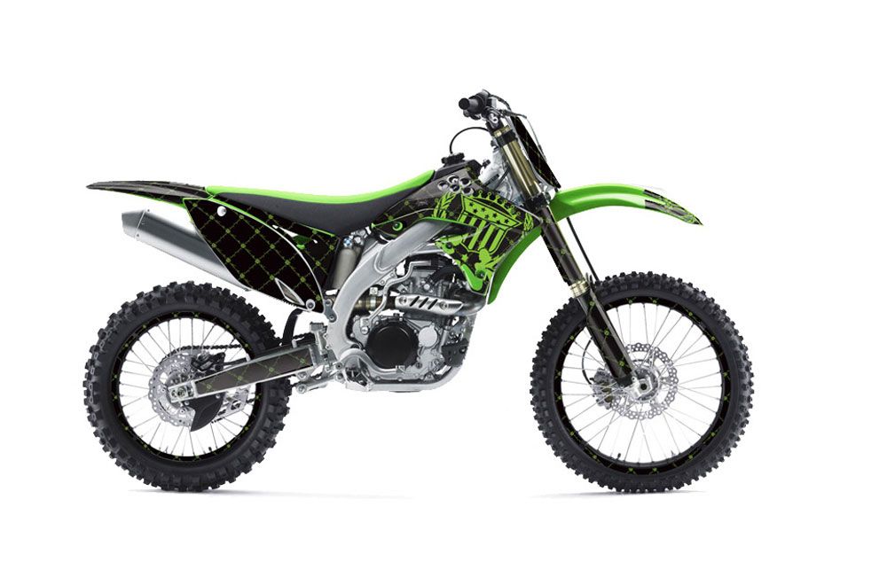 Kawasaki KXF450 Dirt Bike Graphic Kit - 2009-2011 Silver Star - Reloaded Green