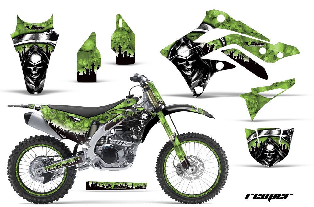 Kawasaki KXF450 Dirt Bike Graphic Kit - 2012-2015 Reaper Green