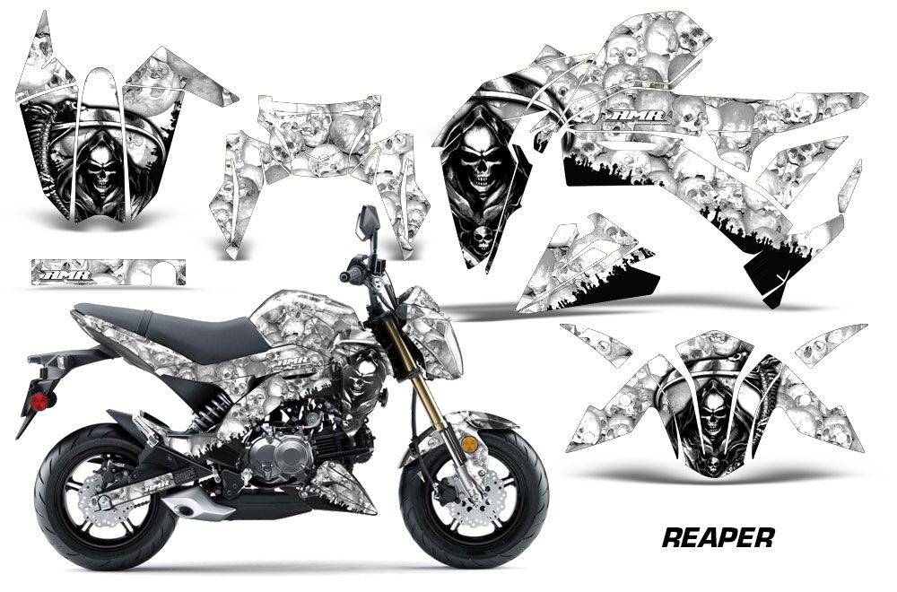 Kawasaki Z125 Pro Dirt Bike Graphic Kit - 2017-2021 Reaper White