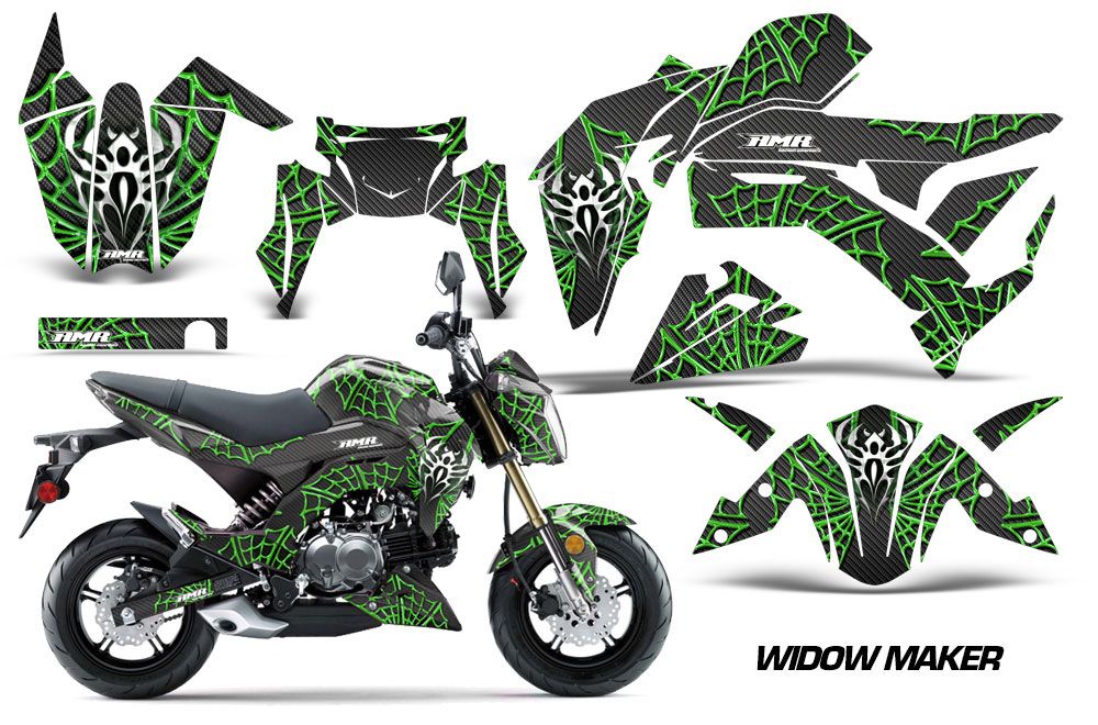 Kawasaki Z125 Pro Dirt Bike Graphic Kit - 2017-2021 Widow Maker Green