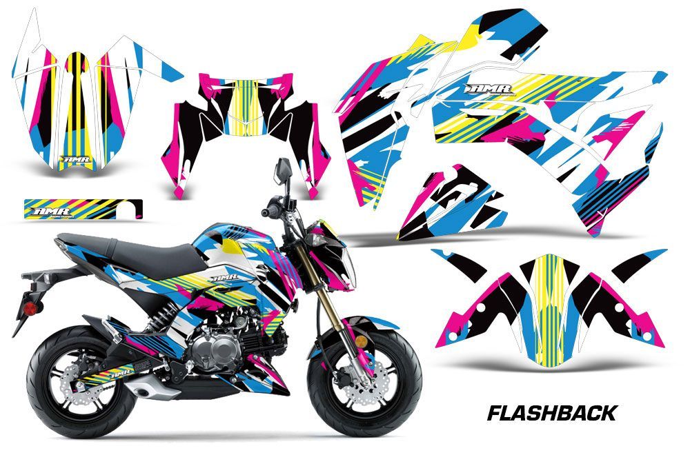 Kawasaki Z125 Pro Dirt Bike Graphic Kit - 2017-2021 Flashback