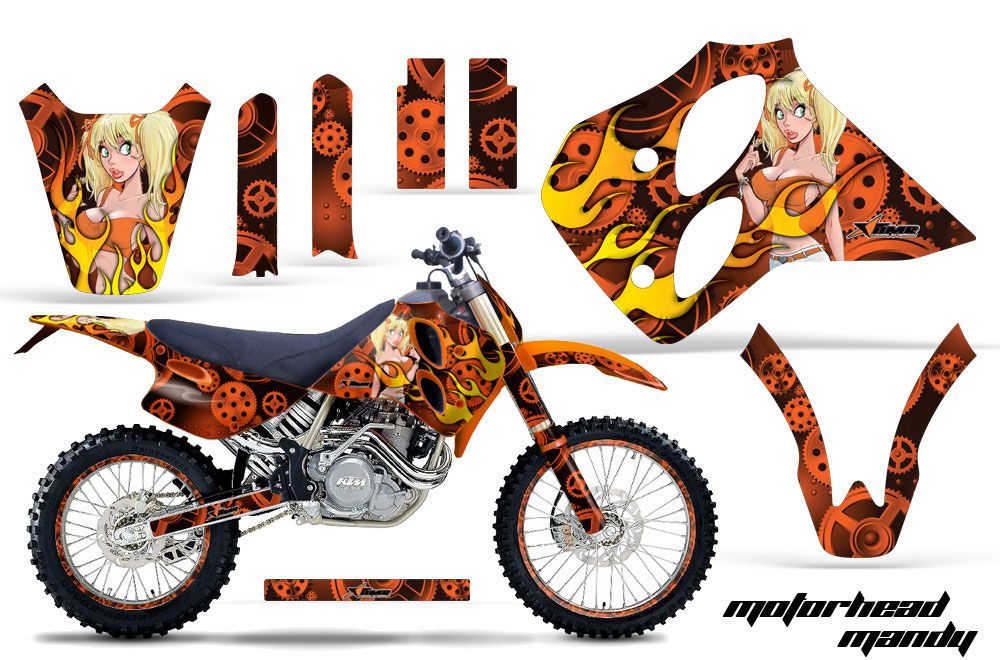 KTM C0 SX / MXC 4 Stroke Dirt Bike Graphic Kit - 1993-1997 Motorhead Mandy Orange