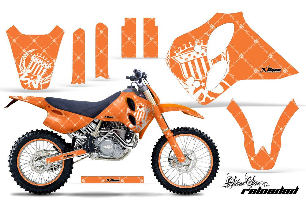 KTM C0 SX / MXC 4 Stroke Dirt Bike Graphic Kit - 1993-1997 Silver Star - Reloaded Orange