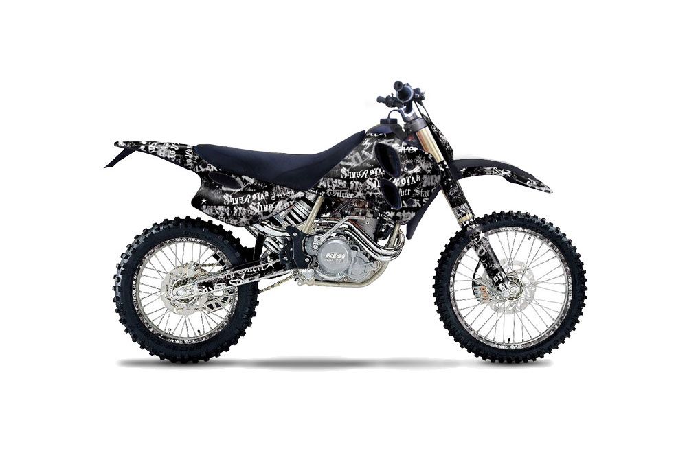 KTM C0 SX / EXC 4 Stroke Dirt Bike Graphic Kit - 1993-1997 Silver Star - Silverhaze Black