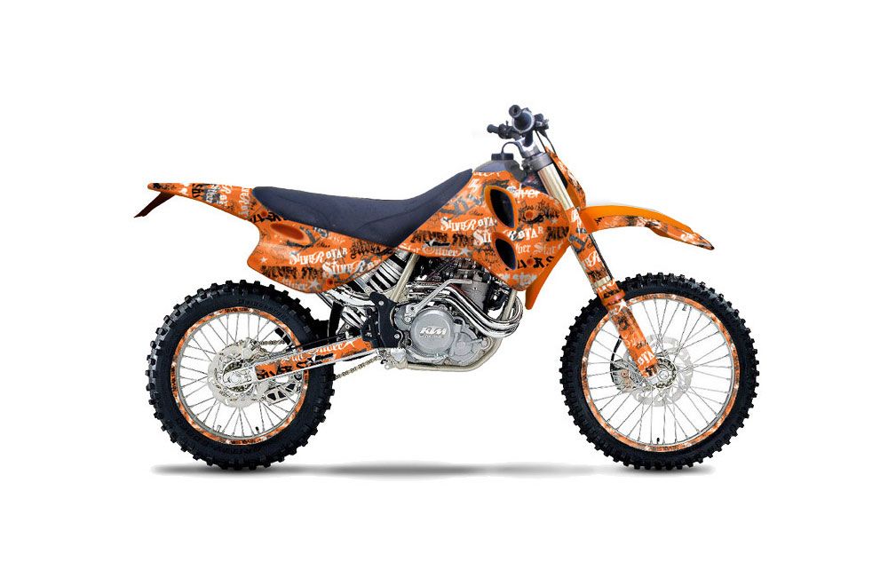 KTM C0 SX / MXC 4 Stroke Dirt Bike Graphic Kit - 1993-1997 Silver Star - Silverhaze Orange