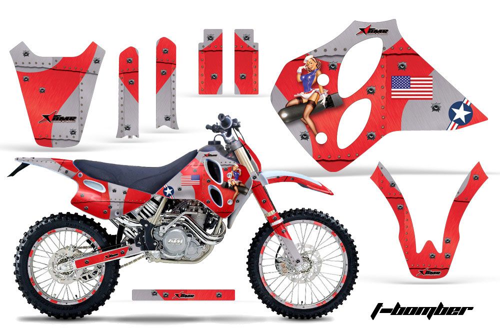 KTM C0 SX / MXC 4 Stroke Dirt Bike Graphic Kit - 1993-1997 T Bomber Red