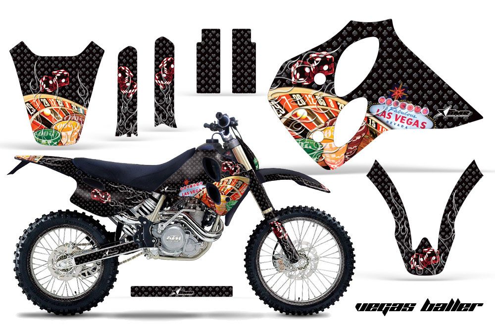 KTM C0 SX / MXC 4 Stroke Dirt Bike Graphic Kit - 1993-1997 Vegas Baller Black