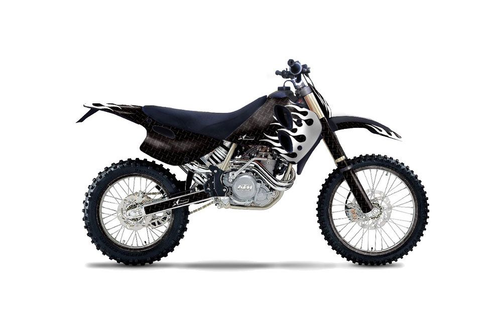 KTM C0 SX / EXC 4 Stroke Dirt Bike Graphic Kit - 1993-1997 Diamond Flames Black